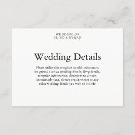 Eenvoudige Elegante Moderne Script Trouwdetails Informatiekaartje