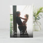 Eenvoudige elegante moderne scriptfoto save the date (Staand voorkant)