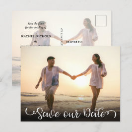Eenvoudige Elegante Moderne Scriptie Foto Save the Aankondigingskaart