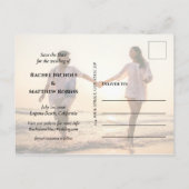 Eenvoudige Elegante Moderne Scriptie Foto Save the Aankondigingskaart (Achterkant)