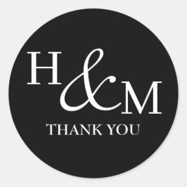 Eenvoudige Elegante Moderne Trouw met Monogram Ronde Sticker