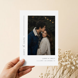 Eenvoudige Elegante Moderne Trouwfoto Save The Date