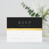 Eenvoudige elegante moderne tweetone gouden bruilo RSVP kaartje (Staand voorkant)