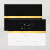 Eenvoudige elegante moderne tweetone gouden bruilo RSVP kaartje (Voorkant / Achterkant)