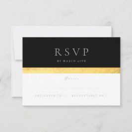 Eenvoudige elegante moderne tweetone gouden bruilo RSVP kaartje