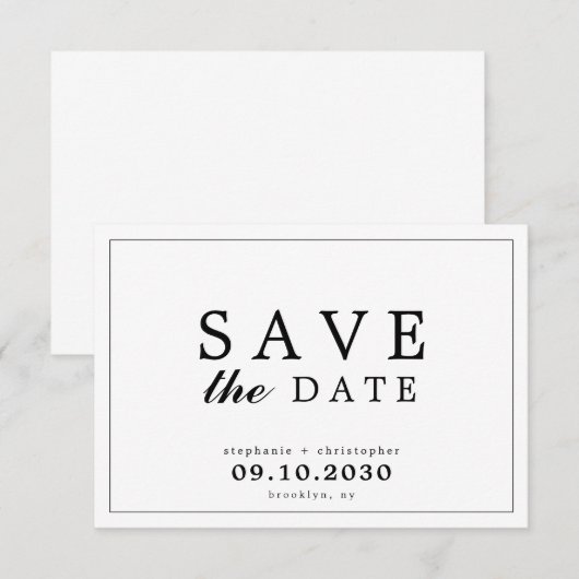 Eenvoudige Elegante Moderne Typografie Bewaar de D Save The Date (Voorkant / Achterkant)