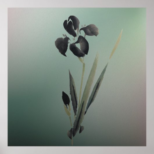 Eenvoudige elegante moderne Ukiyo-e Japanse Iris Poster (Voorkant)