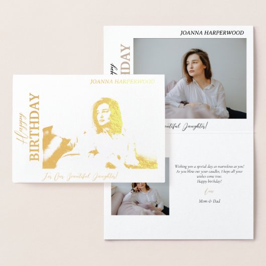 Eenvoudige elegante moderne verjaardag stijlvolle  folie kaarten (Display)