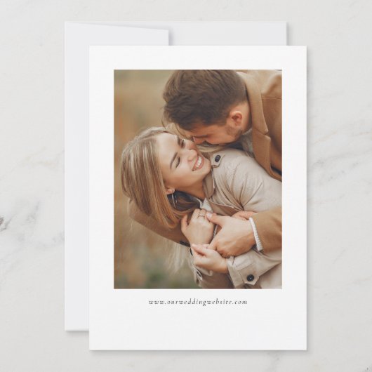 Eenvoudige Elegante Moderne Vier Foto Save The Date (Achterkant)