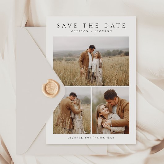Eenvoudige Elegante Moderne Vier Foto Save The Date