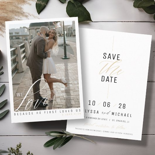 Eenvoudige Elegante Moderne Witte FotoChristelijke Save The Date