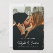 Eenvoudige elegante moderne witte tekst aangepaste save the date (Voorkant)