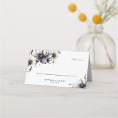 Eenvoudige Elegante Moderne Zwart Wit Bloemen Brui Plaatskaartje (Voorkant)