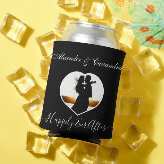 Eenvoudige Elegante Moderne Zwart Wit foto bruilof Blikjeskoeler (Insitu Zomer)