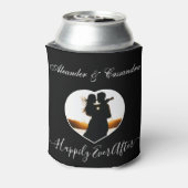 Eenvoudige Elegante Moderne Zwart Wit foto bruilof Blikjeskoeler (Blikje Achterkant)