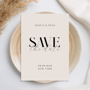 Eenvoudige elegante moderne zwarte en ivoren chiqu save the date