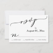 Eenvoudige, elegante, moderne zwarte en witte RSVP (Voorkant)