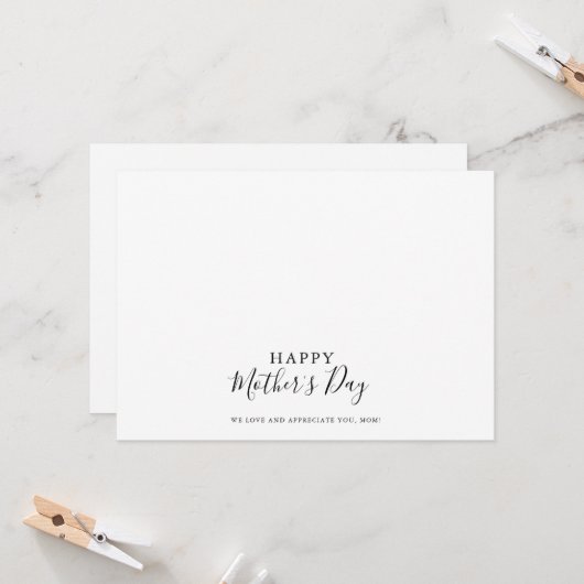 Eenvoudige elegante Moederdag Kaart (Voorkant / Achterkant in situ)