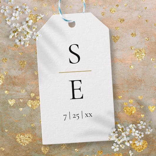 Eenvoudige Elegante Monogram Bruiloft Cadeaulabel