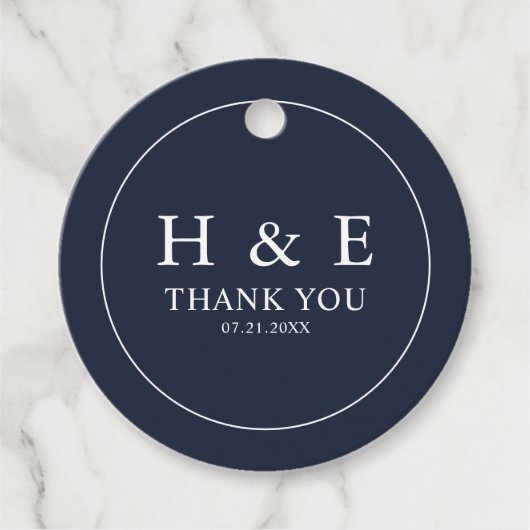 Eenvoudige Elegante Monogram Bruiloft Dank u Bedankjes Labels (Voorkant)