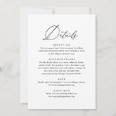 Eenvoudige Elegante Monogram Bruiloft Details Kaart (Achterkant)
