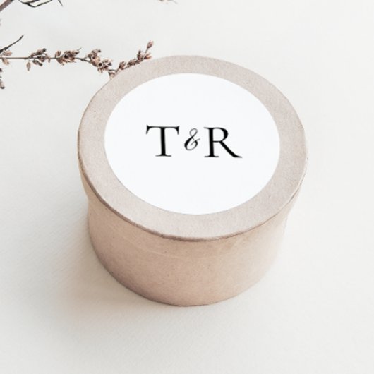 Eenvoudige elegante monogram envelop ronde sticker
