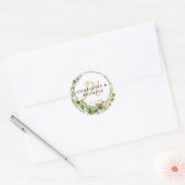 Eenvoudige, elegante, monogram eucalyptus bruidsst ronde sticker (Envelop)