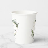 Eenvoudige elegante monogram eucalyptus papieren bekers (Rechts)