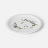 Eenvoudige elegante monogram eucalyptus papieren bordje (Gekanteld)