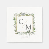 Eenvoudige elegante monogram eucalyptus servet (Voorkant)