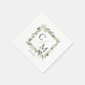 Eenvoudige elegante monogram eucalyptus servet (Hoek)