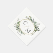 Eenvoudige elegante monogram eucalyptusluiers servet (Hoek)