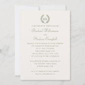 Eenvoudige Elegante Monogram Groene Cream Wedding Kaart (Voorkant)