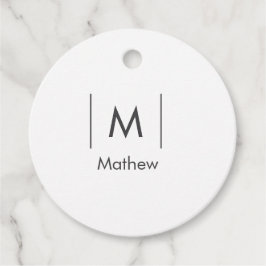 Eenvoudige elegante monogram groomsman man lijnen  bedankjes labels