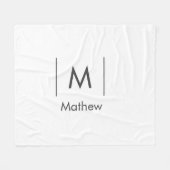 Eenvoudige elegante monogram groomsman man lijnen fleece deken (Voorkant (Horizontaal))