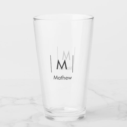 Eenvoudige elegante monogram groomsman man lijnen  glas (Voorkant)