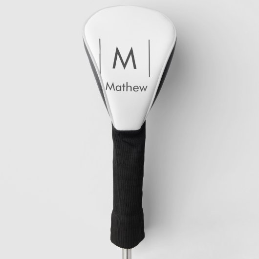 Eenvoudige elegante monogram groomsman man lijnen golfheadcover (Voorkant)