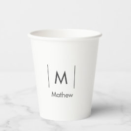 Eenvoudige elegante monogram groomsman man lijnen  papieren bekers