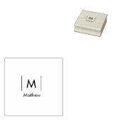Eenvoudige elegante monogram groomsman man lijnen  rubberstempel (Gestempeld)