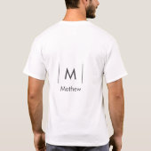 Eenvoudige elegante monogram groomsman man lijnen  t-shirt (Achterkant)