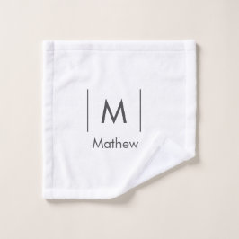 Eenvoudige elegante monogram groomsman man lijnen  washandje