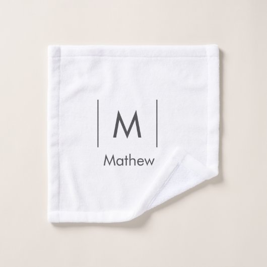 Eenvoudige elegante monogram groomsman man lijnen  washandje (Wasdoekje)