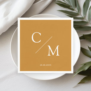 Eenvoudige Elegante Monogram Honing Mosterd Servet