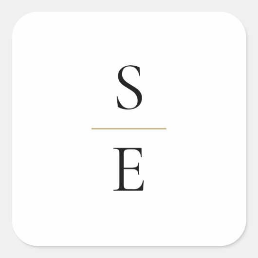 Eenvoudige Elegante Monogram Initialen Bruiloft Vierkante Sticker (Voorkant)