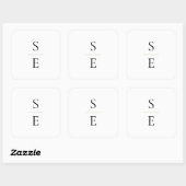 Eenvoudige Elegante Monogram Initialen Bruiloft Vierkante Sticker (Vel)