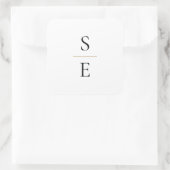 Eenvoudige Elegante Monogram Initialen Bruiloft Vierkante Sticker (Tas)
