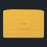 Eenvoudige, elegante monogram iPad mini cover<br><div class="desc">Moderne,  eenvoudige,  elegante monogram,  geel. Bewerk je product over een paar minuten. U kunt het lettertype/de grootte/kleur en de positie wijzigen met "verder personaliseren".</div>