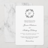 Eenvoudige Elegante Monogram Klassieke Bruiloft Kaart (Voorkant / Achterkant)