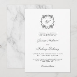 Eenvoudige Elegante Monogram Klassieke Bruiloft Kaart