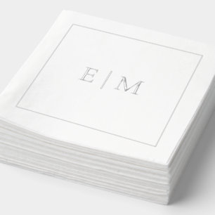 Eenvoudige Elegante Monogram Minimalistische Trouw Folie Servetten